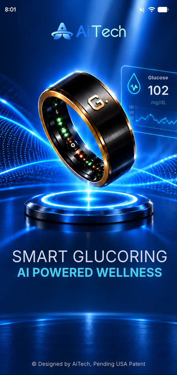 GlucoRing app – welcome screen